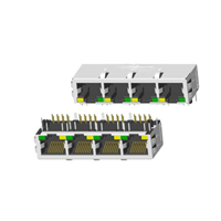 RJ45 5921 ; 1x4 ports ; With LED ; With metal shield(EMI Fingers) . PCB Retaining Post: hollow(Type B）