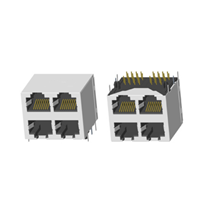 RJ45 5921 ; 2X2 ports ; Without LED ; With metal shield . PCB Retaining Post: hollow(Type B）