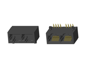 RJ45 5921 ; Double port ; Without LED ; Without metal shield . PCB Retaining Post: hollow(Type B）
