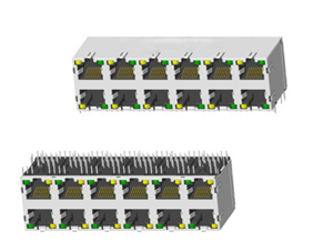 RJ45 5921 ; 2X6 ports ; With LED ; With metal shield（EMI Fingers） ;Meets IEEE 802.3 specification.(Long body)