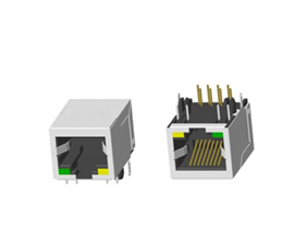 RJ45 5921 ; Single Port ; With LED ; With metal shield . PCB Retaining Post: hollow(Type B)