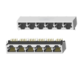 RJ45 5921 ; 1x6 ports ; Without LED ; With metal shield . PCB Retaining Post: hollow(Type B）