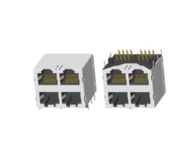 RJ45 5921 ; 2X2 ports ; Without LED ; With metal shield(EMI Fingers) . PCB Retaining Post: hollow(Type B)