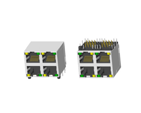 RJ45 5921 ; 2X2 ports ; With LED ; With metal shield . PCB Retaining Post: hollow(Type B）