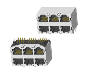 RJ45 5921 ; 2X3 ports ; Without LED ; With metal shield(EMI Fingers) . PCB Retaining Post: hollow(Type B)